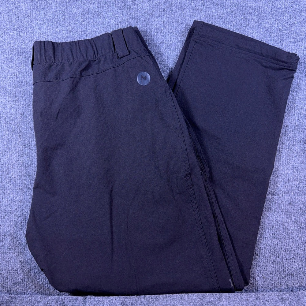Marmot Mens Black Technical Hiking Pants Zippered Pockets Articulated Knee 32x28